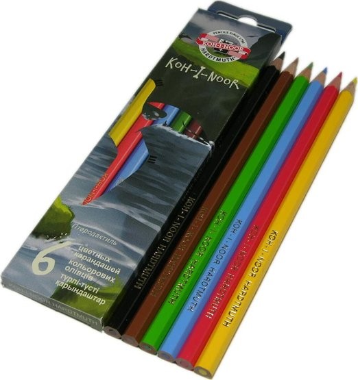 Koh-i-noor 3591 (6) Набор цветных карандашей "Динозавр", 6 цветов, картон